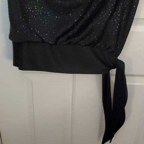 Vintage Superstition Womens Sparkly Sequin Top with a Drape Neck and Tie Bottom - Picture 2 of 12